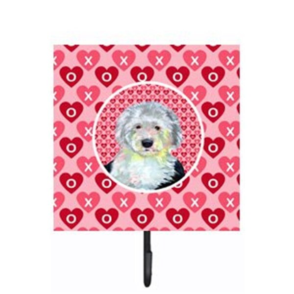Jensendistributionservices 4.25 x 7 in. Old English Sheepdog Valentines Love and Hearts Leash Or Key Holder MI1654343 - main